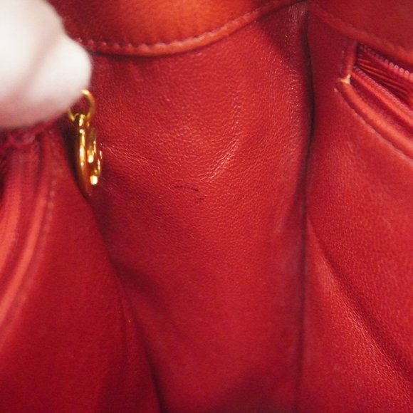 Chanel Matelasse Chain Shoulder Bag, Lambskin, Red, Women's - Picture 10 of 16